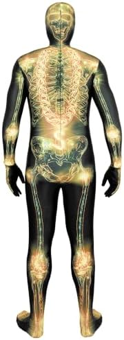 Uisozsfeb Men's Skeleton Costume Glow in Dark Jumpsuit Light Up Bodysuit