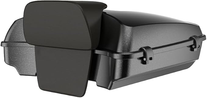 Advanblack Road Glide Tour Trunk Pack Raven Metallic Razor Tour Trunk Pack Backrest Pad for '97-'25 Harley Touring Road King Street Glide Electra Glide CVO Models
