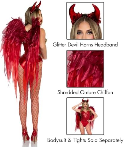Leg Avenue Ombre Devil Wings & Horn Headband Costume Accessories Set Red