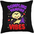 Squishy Kawaii Dumpling Vampire Vibes Cute Halloween Throw Pillow