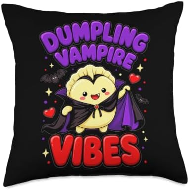 Squishy Kawaii Dumpling Vampire Vibes Cute Halloween Throw Pillow