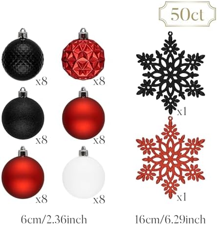 Valery Madelyn 50ct Christmas Tree Decorations Ball Ornaments 2.36 Inches