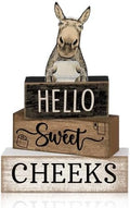 Moucuny 4 Pcs Hello Sweet Cheeks Bathroom Decor Wooden Signs Donkey