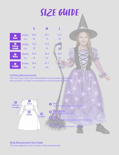 Spooktacular Creations Girls Witch Costume, Light up Witch Costume Kids, Starry Dress for Child Halloween Role Play Parties