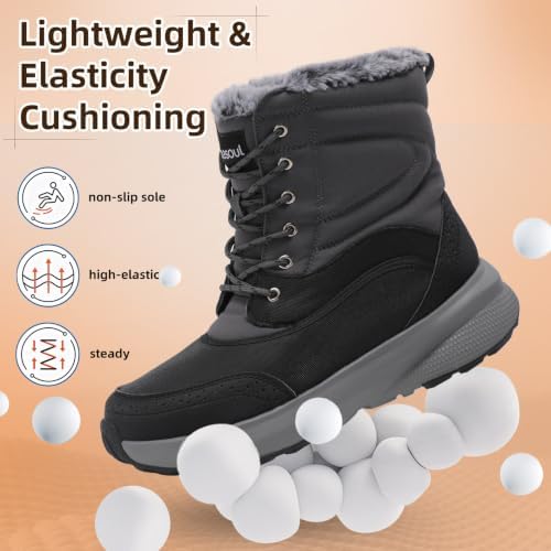 Spesoul Snow Boots for Men Winter Boots Warm Wide Waterproof Lightweight