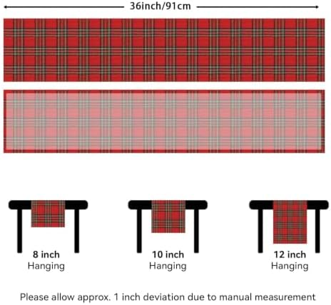 Softalker Christmas Checkered Tartan Table Runner, Red, 13 x 70 Inch-2P