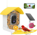 Fazoxo Bird Feeder with Camera,Birds House Camera,Solar Powered,Yellow