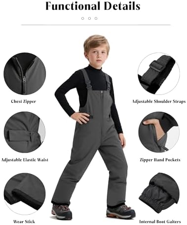 Wantdo Kids Snow Pants Boys & Girls Waterproof Insulated Ski Bib Overalls