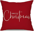 Allorry Christmas Pillow Covers Merry Christmas Throw Pillow Decorative Christmas Red Cotton Cloth Linen Cloth Pillow Cover Sofa Cover Decorative Rectangle Length 18X18 inches