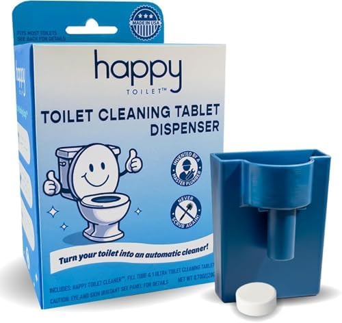 Happy Toilet Cleaner Original Toilet Bowl Tablet Holder Automatic Toilet Bowl Cleaner - Easy to Install Toilet Tablet Holder, Auto Toilet Cleaning System in Tank Caddy, Septic Safe Flush, Made in USA