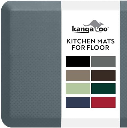 KANGAROO Cushioned Anti Fatigue Kitchen Mats for Floor, 24x70 Charcoal