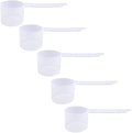 60cc Long Handle Measuring Scoop (4 Tablespoon / 1/4 Cup / 2 oz) - Heavy-Duty Plastic Spoon for Powders, Protein, Coffee, and Baking, 5-Pack