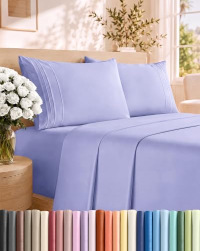 King Size 4 Piece Sheet Set - Comfy Breathable & Cooling Sheets - Lavender