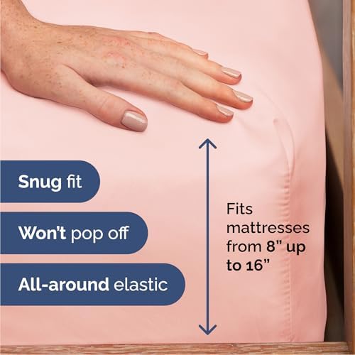 Cal King Size 4 Piece Sheet Set - Breathable & Cooling Sheets - Baby Pink