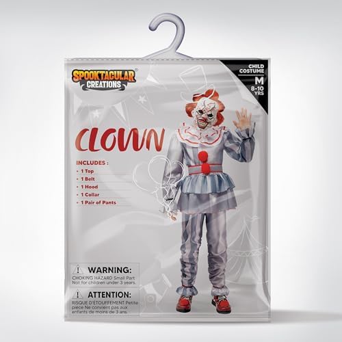 Spooktacular Creations Scary Clown Costume, Halloween Costume Kids for Boys