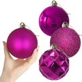 Fuchsia 4.0" Large Christmas Balls - Christmas Tree Decoration Ornaments Shatterproof Hanging Balls for Birthday Halloween Holiday Wedding Decorations Set of 4pcs