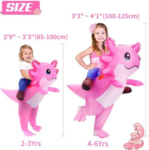 Stegosaurus Inflatable Axolotl Costume for Kids, Ride on Blow Up Costumes Halloween Cosplay Outfit for Girls and Boys
