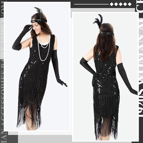 1920s Couples Costume Set Flapper Dress Hat