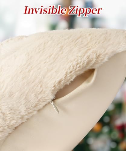 Faux Fur Christmas Pillow Covers 20x20 Set of 2