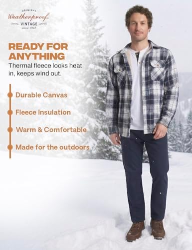 Weatherproof Vintage Fleece Lined Pants Men's - Regular Fit | Soft & Warm, Cold Weather Insulated Canvas Winter Pants for Men