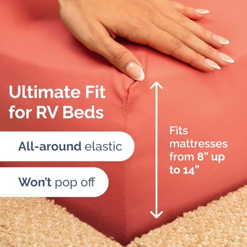Short Queen Size 4 Piece Bed Sheet Set - RV Short Queen Sheets - Coral