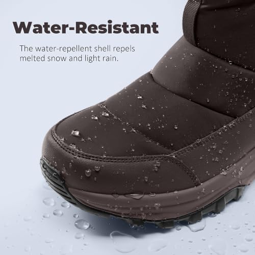 Coostar Mens Winter Snow Boots With Waterproof Adjustable Hook & Loop