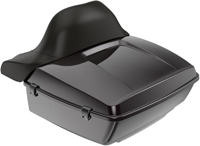 Advanblack Road Glide Tour Trunk Pack Blackened Cayenne King Tour Trunk Pack Luggage +Wrap-Around Backrest Pad for '97-'25 Harley Touring Road King Street Glide Electra Glide CVO models