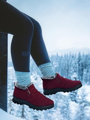SHIBEVER Snow Boots For Women Warm: Winter Comfortable Non Slip Ankle Boot