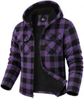 GEEK LIGHTING Men's Flannel Shirts Jacket Sherpa Lined Plaid Zipper Hoodie