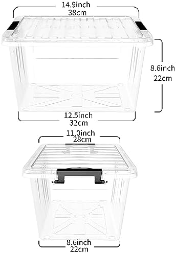 Cetomo 18Qt Plastic Storage Bin, Stackable Storage Box with Lid, Organizer, Container for Home, Office, Drom, PP, BPA-Free, Nestable, Clear, 18Quart-4 Pack