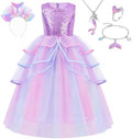 Unicorn Mermaid Princess Dress Up Clothes for Little Girls – Costume, Jewelry and Headband