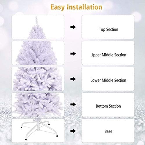 White Artificial Christmas Tree, 9FT Artificial Pine Tree w/Premium PVC Needles & Solid Metal Stand, Easy Assembly, for Indoor & Outdoor Use