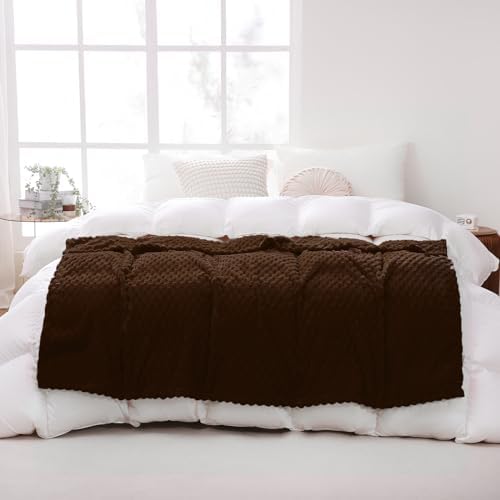 Puncuntex Brown Throw Blanket 50"×60" inches Fuzzy 3D Jacquard Decorative