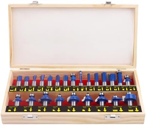 BAIDETS Router Bits Set 1/2 Inch Shank, 24 Pieces 1/2" Router bits Tungsten Carbide Wood Router Bits, Woodwork Tools, for Professional and Beginners Carpenter