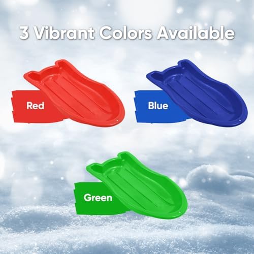Superio Toboggan Snow Sled- 37” Plastic Slider for Kids and Adults- Heavy Duty Sled for 1 Rider with Pull Ropes for Downhill Sledding, Winter Outdoor Sports