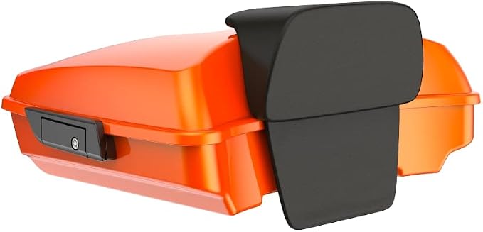 Advanblack Road Glide Tour Trunk Pack Wicked Orange Pearl Razor Tour Trunk Pack Backrest Pad for '97-'25 Harley Touring Road King Street Glide Electra Glide CVO models
