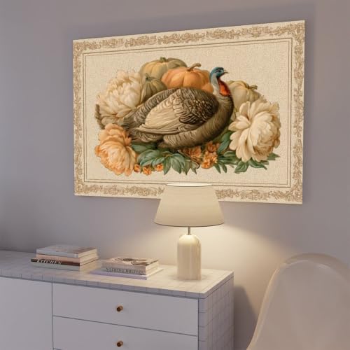 JDBeehpy Turkey Pumpkins Peonies Vintage Pumpkin Decor Unframed 12x18inch
