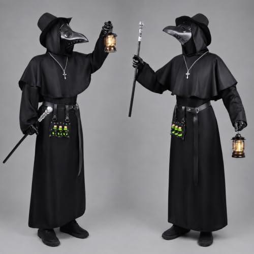 Plague Doctor Costume, 12-in-1 Plague Doctor Mask and Robe Set
