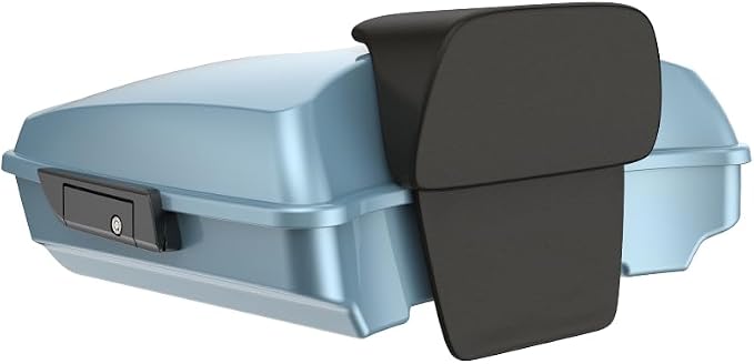 Advanblack 2024 Road Glide Razor Tour Trunk Pack Compatible with Road King FLHR Street Glide FLHX Road Electra Glide 2014-2025 Mounting Rack, Backrest & Stitching Liners (Sharkskin Blue)
