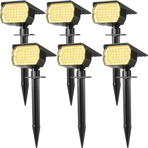 WENATY Solar Spot Light Outdoor Landscape Spotlights 6 Pack Warm White