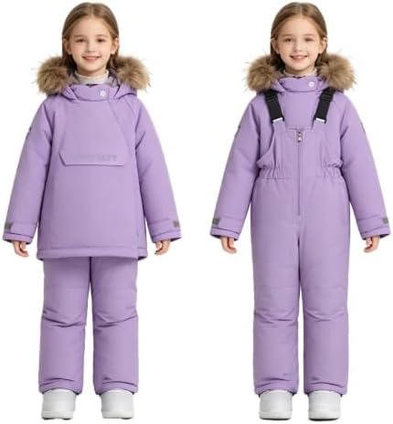 2 Piece Ski Suit for Toddler Kids Snowsuit Snow Parka Jacket and Snow Bibs