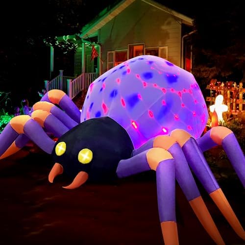 DomKom 8FT Halloween Inflatable Decorations Spider, Build-in Magic LED Lights Holiday Blow Up Yard Decoration for Halloween Holiday Party Outdoor,Garden Yard Lawn Decor