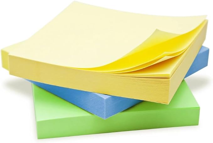 Trailmaker (100 Pack) Sticky Notes Bulk Set, 3x3 Self Stick Memo Pads with 100 Sheets Each, Sticky Notes for Classrooms, Offices, School Supplies & Organization (Assorted Colors)