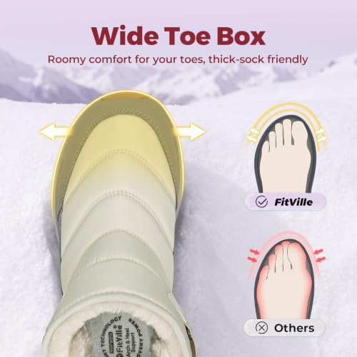FitVille Snow Boots for Women Wide Width, Warm Fur Lined Winter Boots