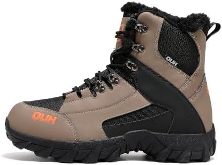 QUH Winter Snow Boots Waterproof Military Training Fur Lined Anti Slip Warm Boots Thickened Cotton Walking Ankle Boots For Man