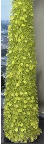 N&T NIETING Pop Up Christmas Tree with Lights & 30 Balls, 5Ft Collapsible Tinsel Tree Decorations for Holiday Home Office Decor, Lime Green