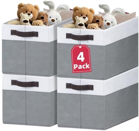 Criusia Extra Large Storage Bins 4 Pack - 16x12in Closet Organizers and Storage Baskets for Organizing Clothes Toy Blanket - Fabric Storage Cubes Containers for Shelves - All Room Organization
