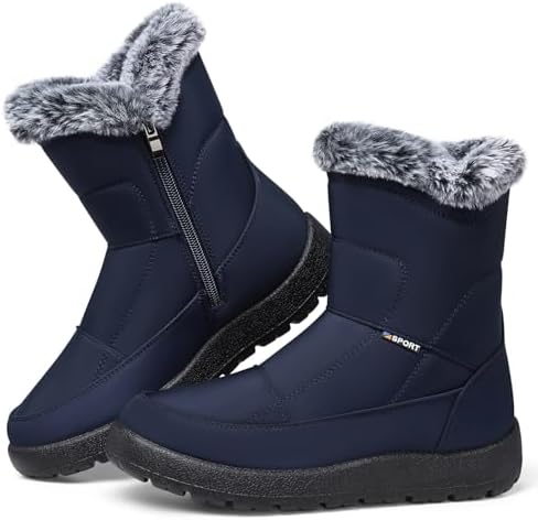 SHIBEVER Women's Winter Snow Boots: Waterproof Fur-Lined Ankle Booties