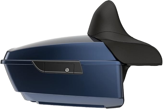 Advanblack Road Glide Tour Trunk Pack Midnight Blue King Tour Trunk Pack Luggage +Wrap-Around Backrest Pad for '97-'25 Harley Touring Road King Street Glide Electra Glide CVO models