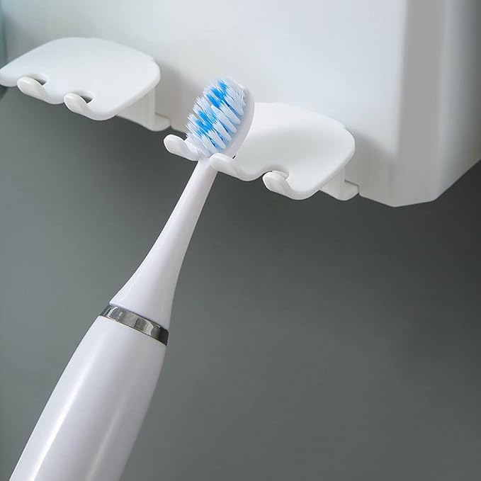 Toothbrush Rack Wall Mount Toothbrush Holder for Shaver Holder Storage Rack Bathroom Accessory Rack with Toothpaste Squeezer Kit Bathroom Toothbrush Holder